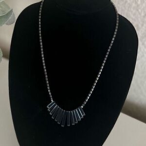 Hematite Black Beaded Drop Necklace